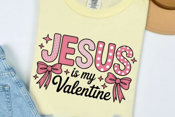 Coquette Pink Jesus Is My Valentine PNG T-Shirt Designs