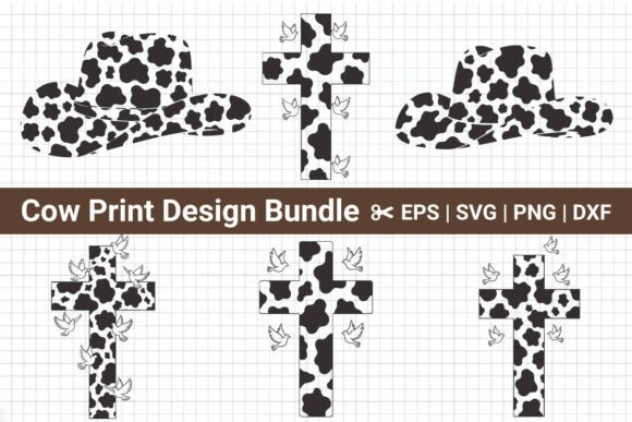 Cow Print Cowboy Hat and Christian Cross T-Shirt Designs