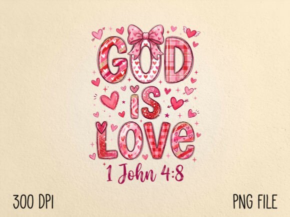 God is Love Christian Valentine PNG T-Shirt Designs