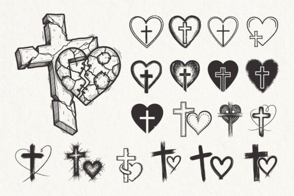 Jesus Cross Heart SVG Bundle for T-Shirt Designs
