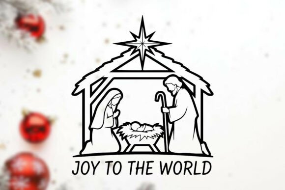 Mary, Joseph & Baby Jesus in a Stable T-Shirt Designs