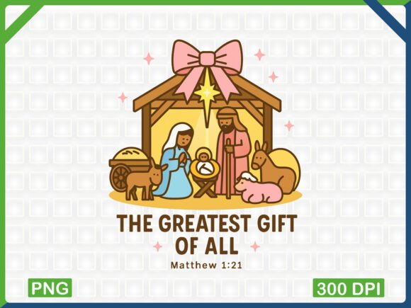 Nativity Scene Christmas Christian PNG for T-Shirt Designs