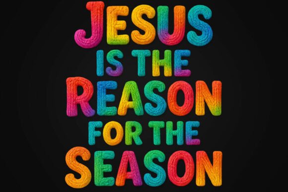 Rainbow Knitted Jesus Faith Christmas