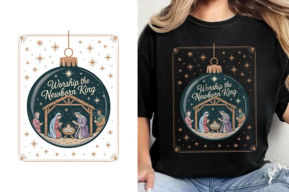 Worship the Newborn King Christian Shirt & T-Shirt Designs